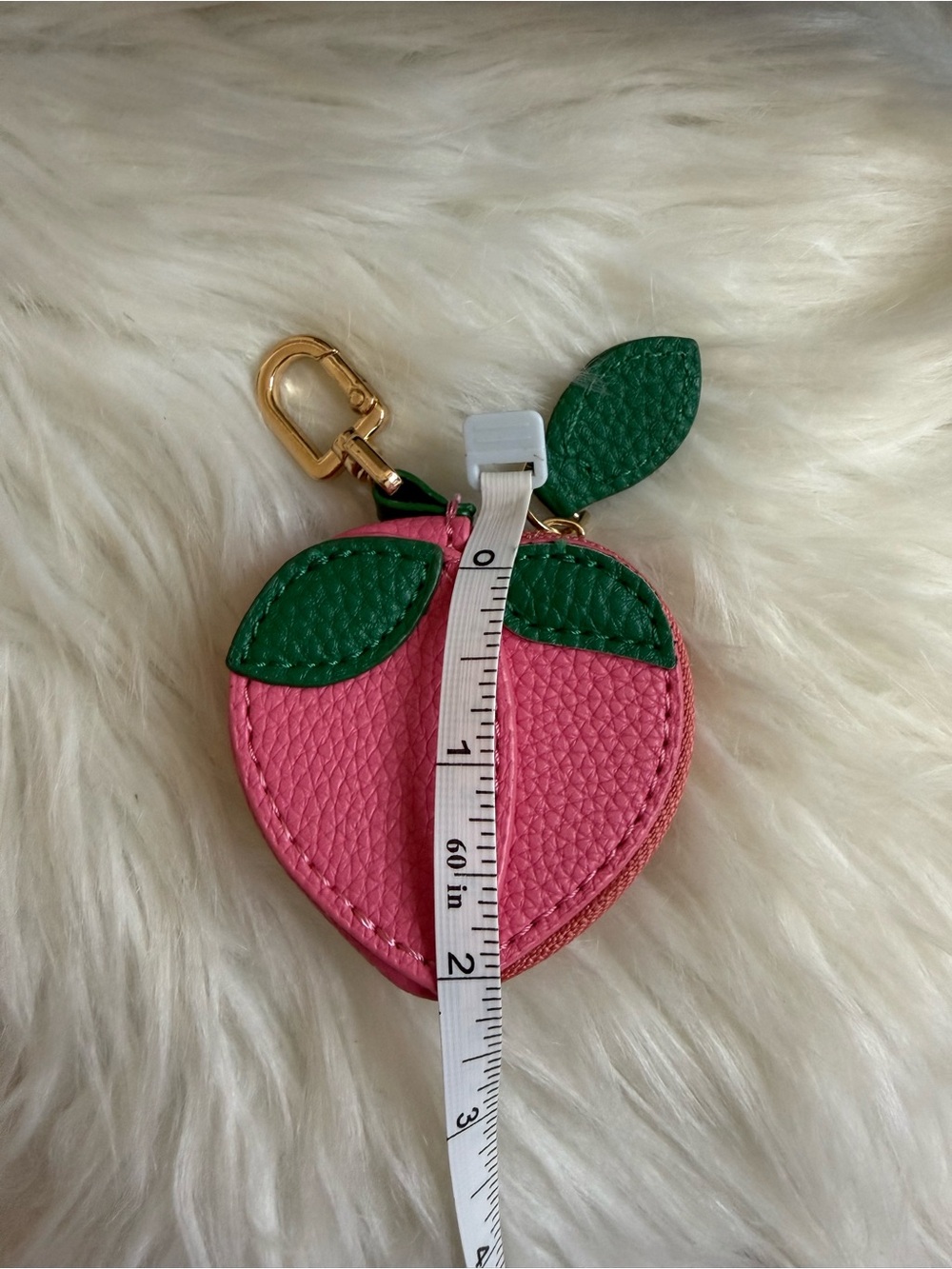 Pink Peach Leather Bag Charm Keychain - Picture 6 of 6
